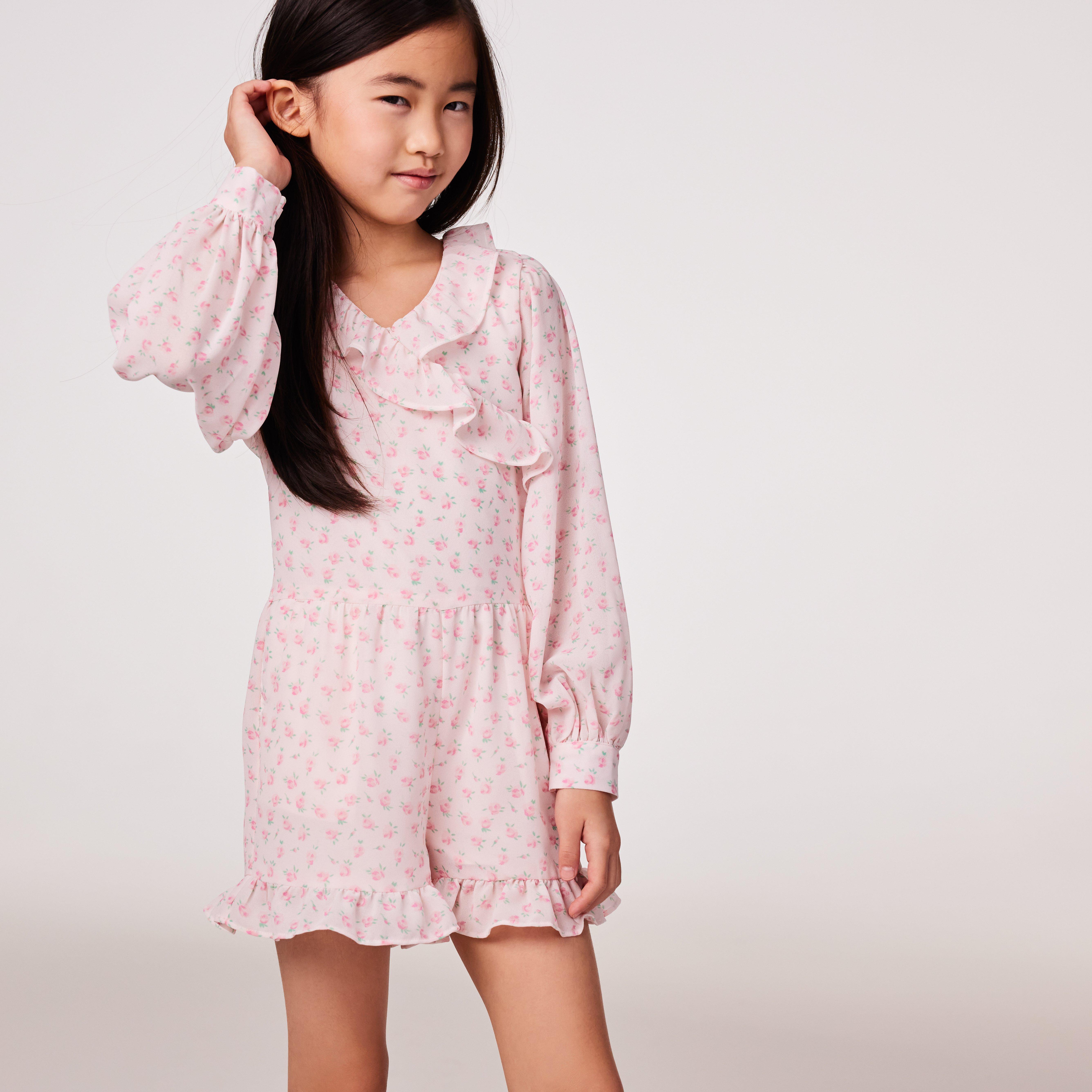 Floral Ruffle Trim Romper image number 6