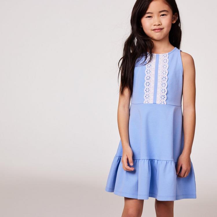 Girl Colombo Blue Eyelet Lace Ponte Dress by Janie and Jack