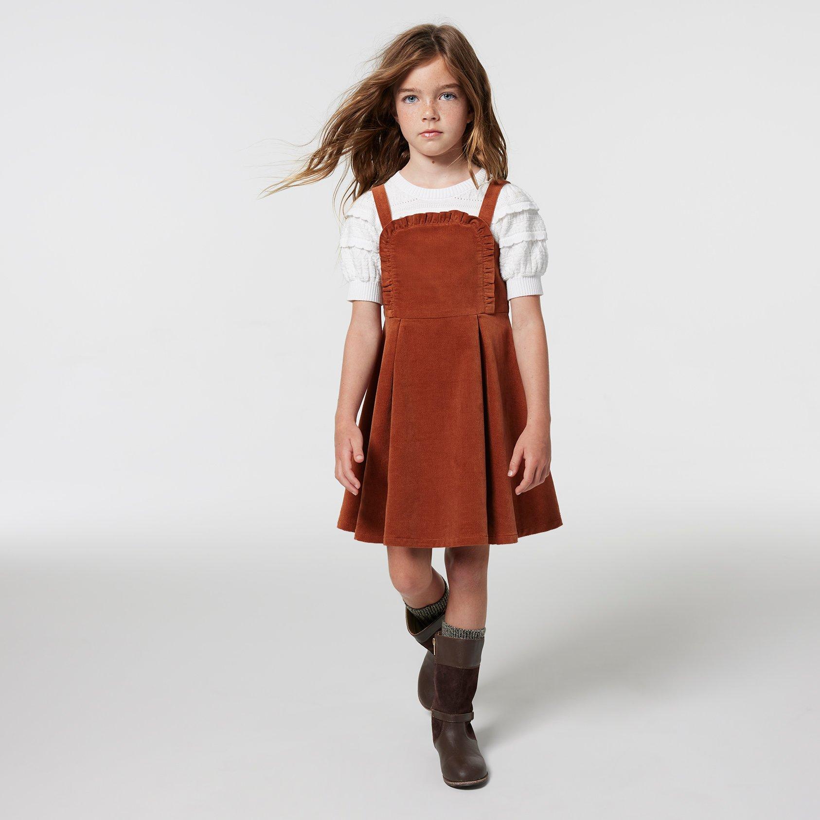 Girl Brown Patina Corduroy Ruffle Jumper Dress by Janie and Jack
