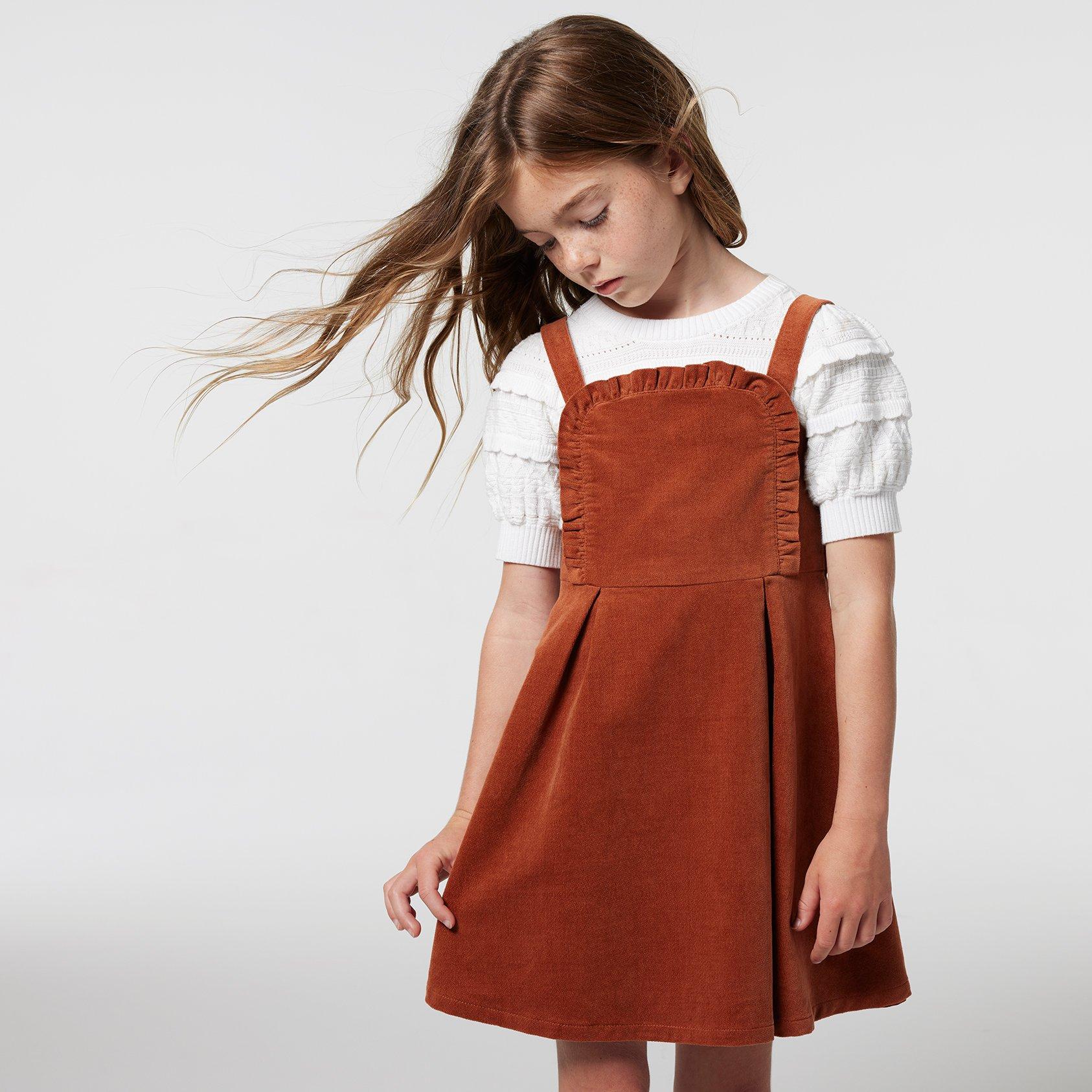 Girl Brown Patina Corduroy Ruffle Jumper Dress by Janie and Jack