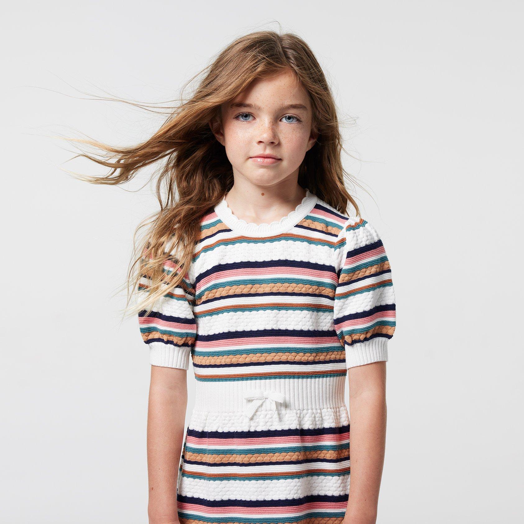 Striped Puff Sleeve Sweater Dress image number 3