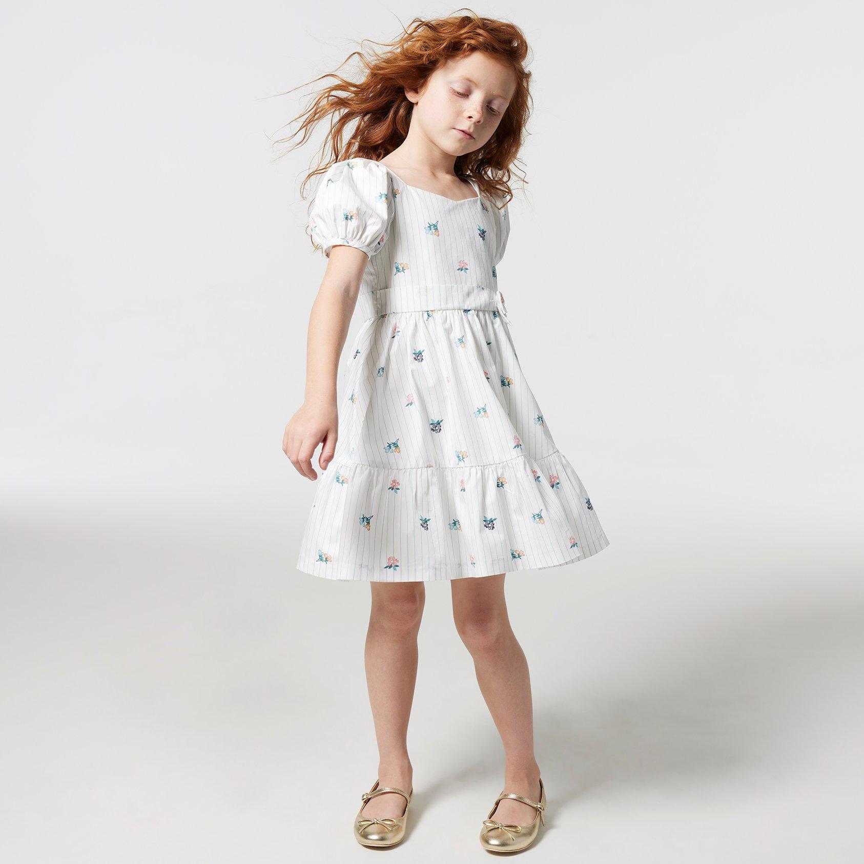 Striped Floral Puff Sleeve Dress image number 0