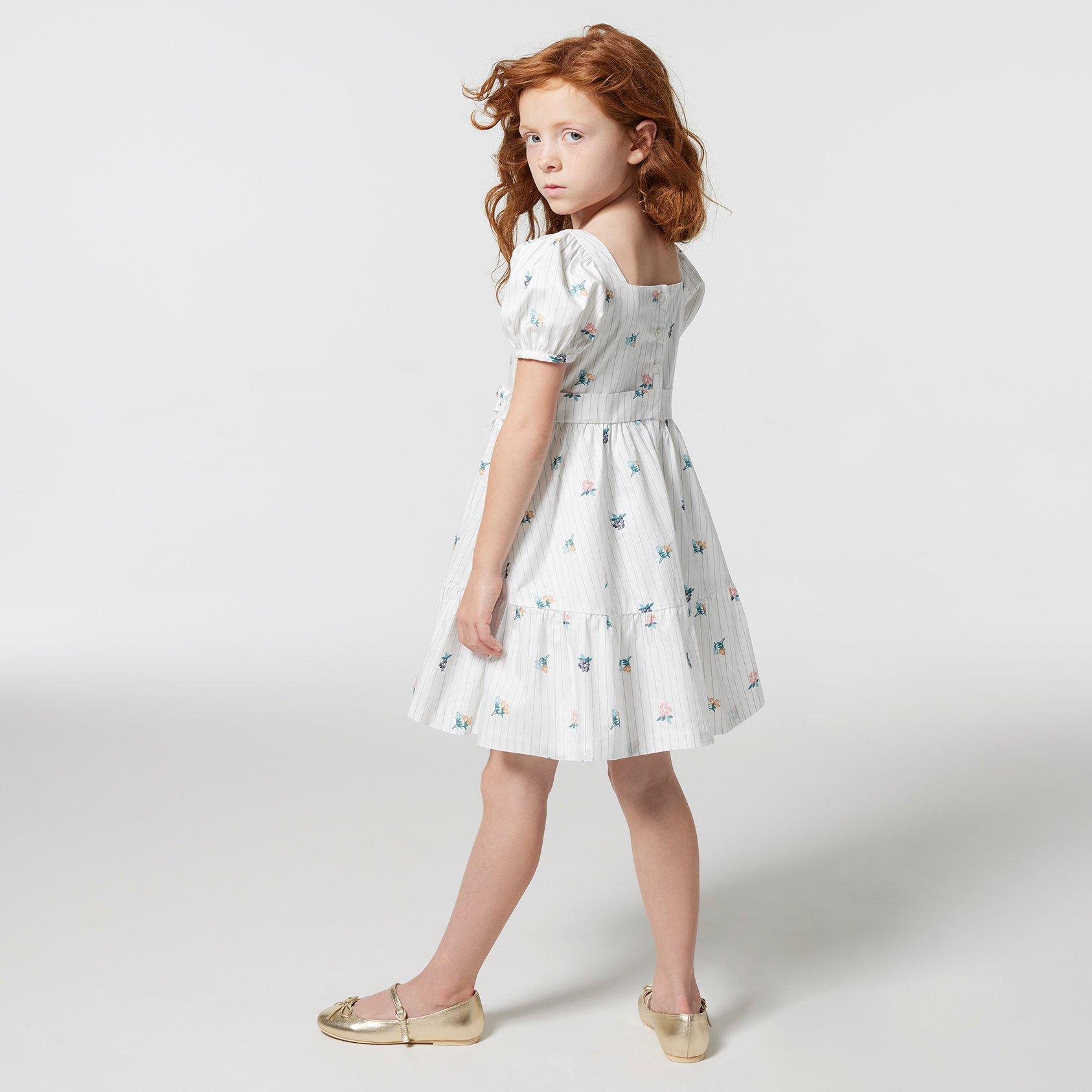 Striped Floral Puff Sleeve Dress image number 2