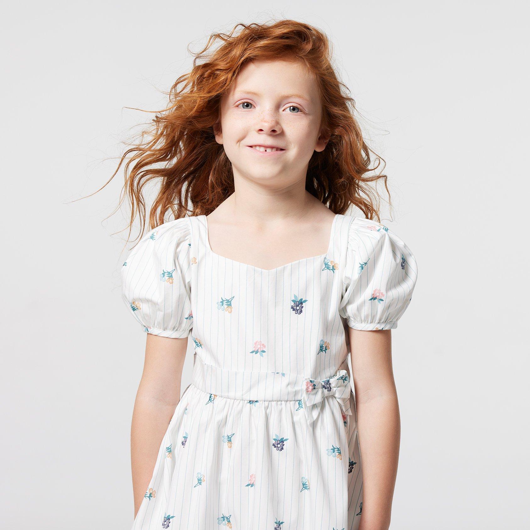 Striped Floral Puff Sleeve Dress image number 4