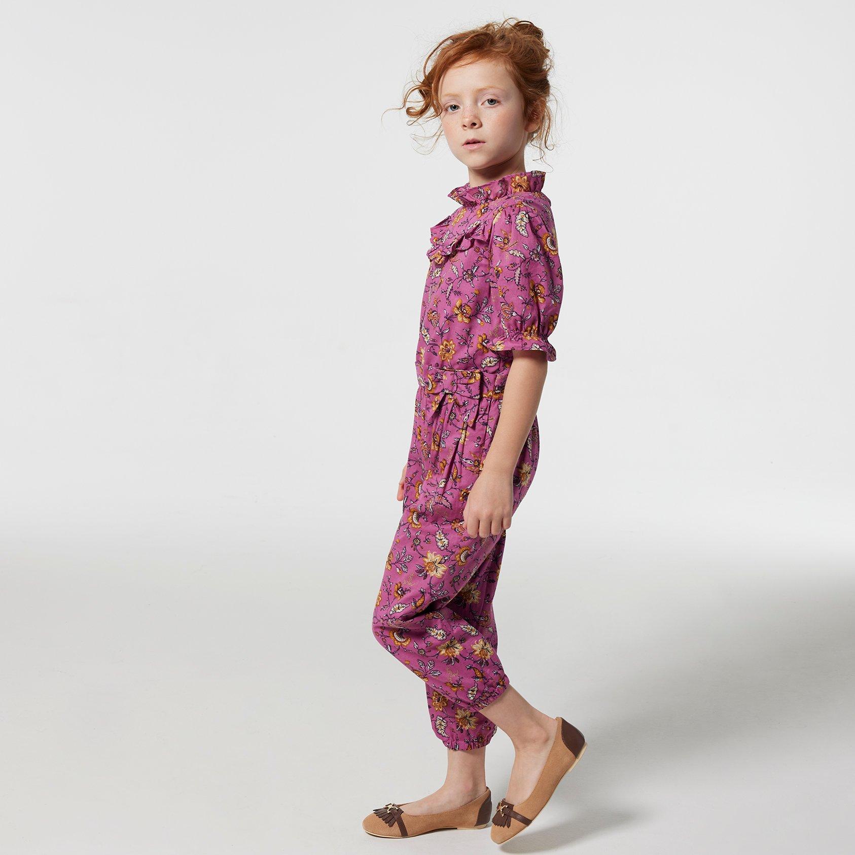 Girl Pink Violet Floral Floral Ruffle Jumpsuit by Janie and Jack