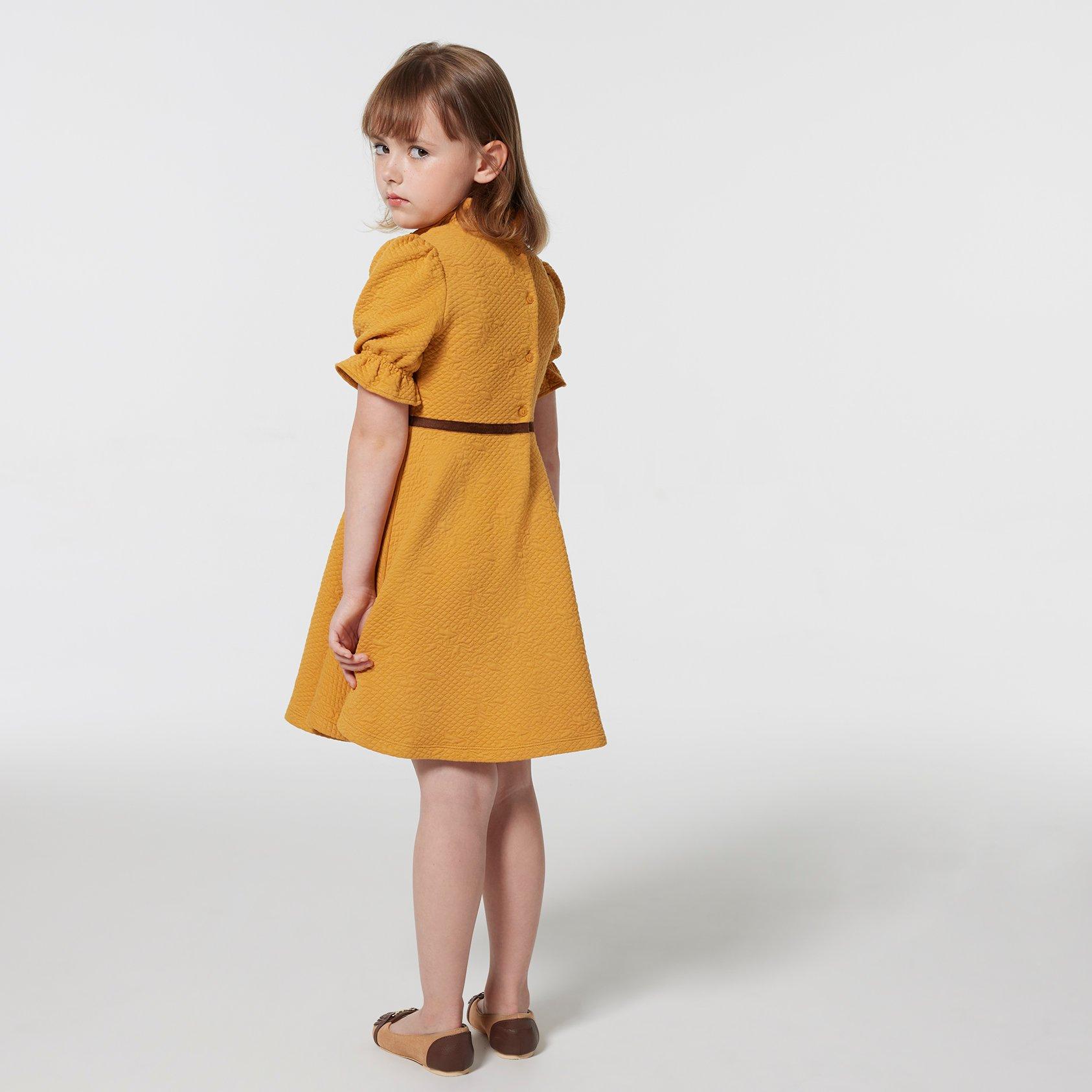 Quilted Jacquard Puff Sleeve Dress image number 2