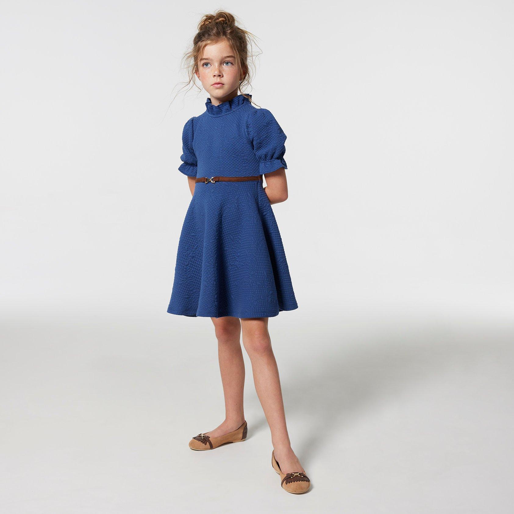 Quilted Jacquard Puff Sleeve Dress image number 0