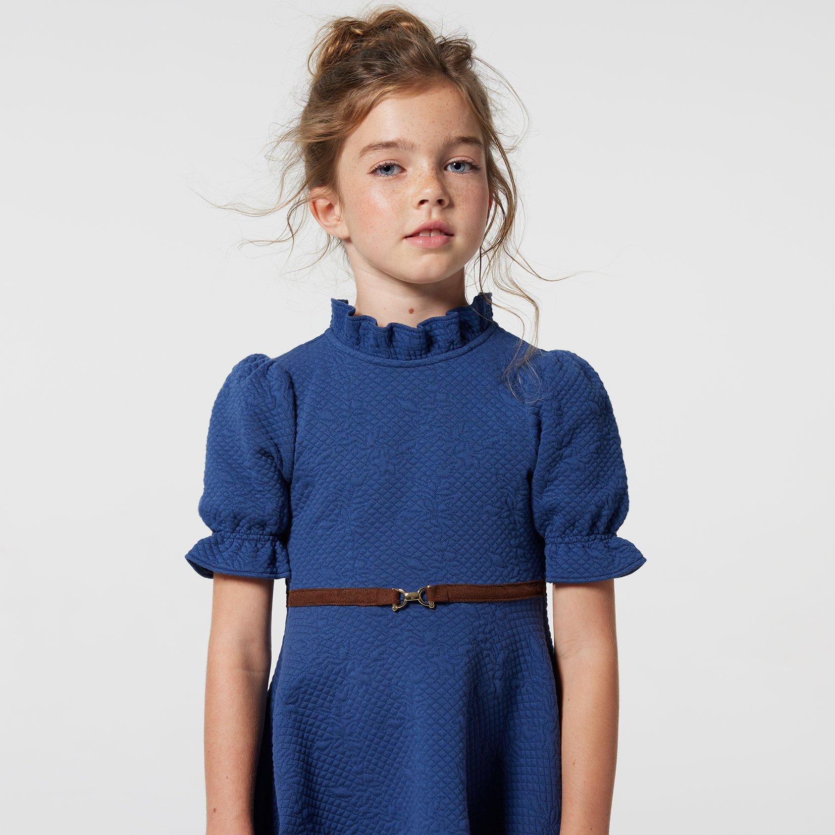 Quilted Jacquard Puff Sleeve Dress image number 4