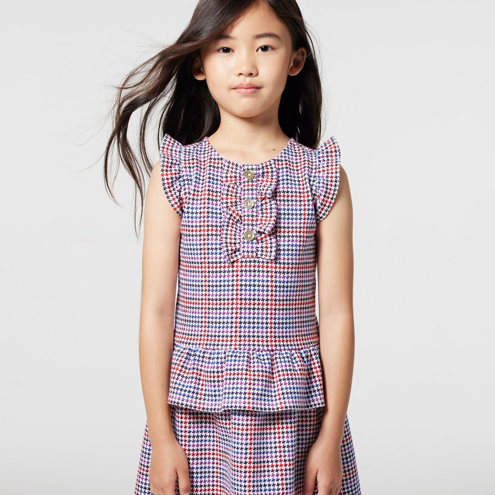 Houndstooth Plaid Ruffle Ponte Dress image number 4