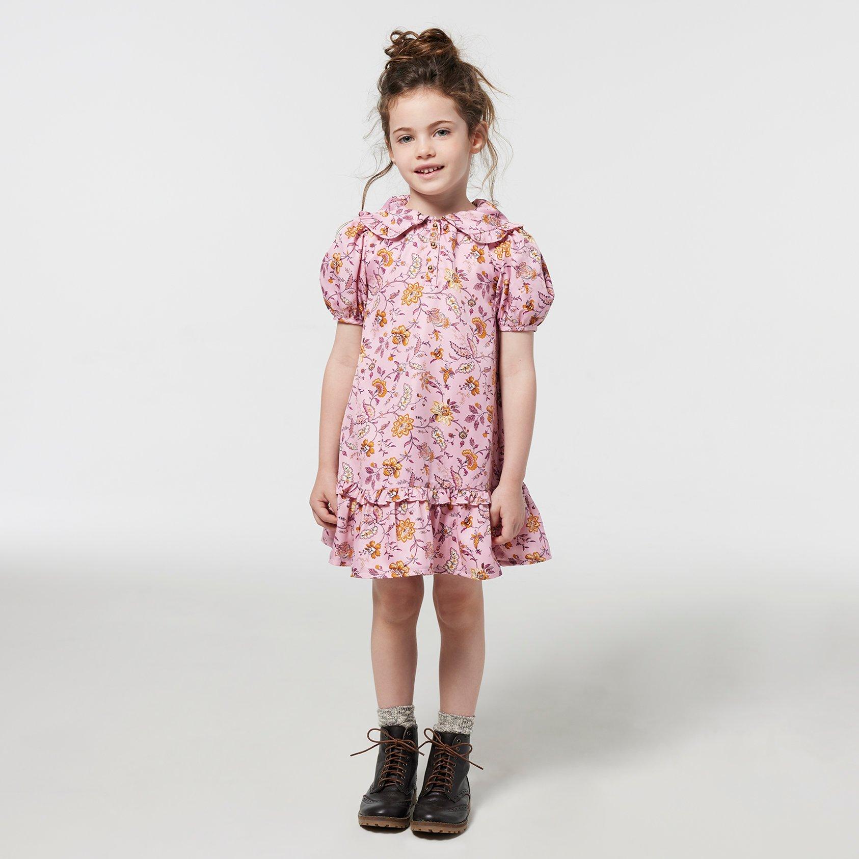 Girl Cameo Pink Floral Floral Puff Sleeve Collared Dress by Janie and Jack