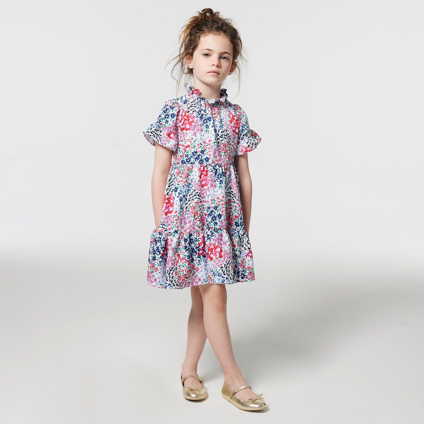 Girl Egyptian Blue Floral Floral Ruffle Cuff Dress by Janie and Jack