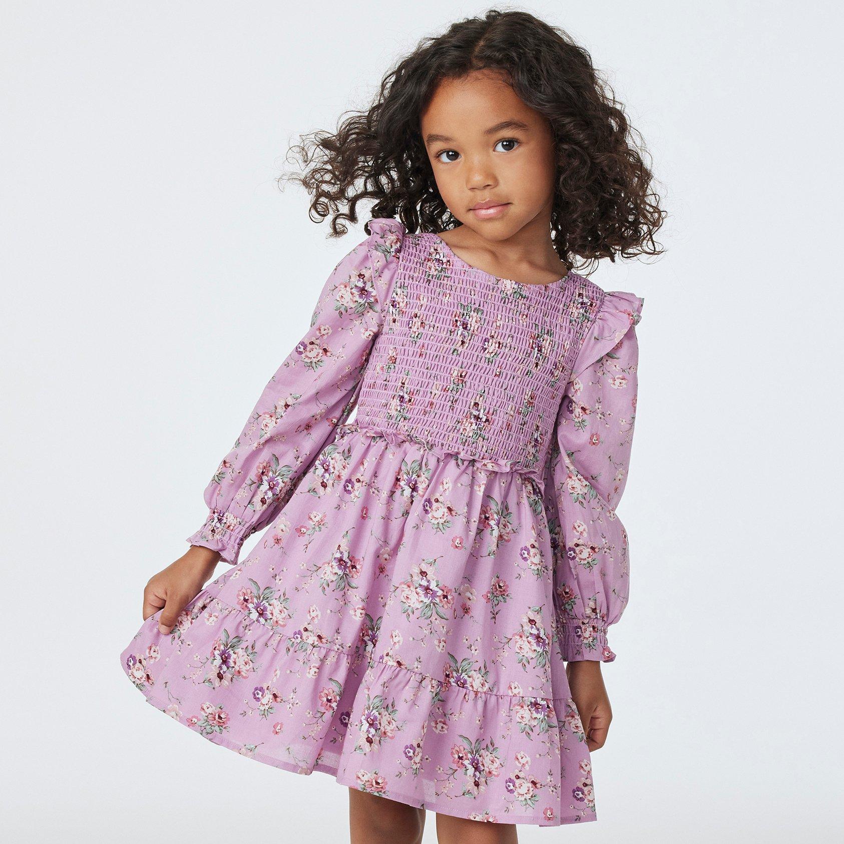 Purple smocked dress discount