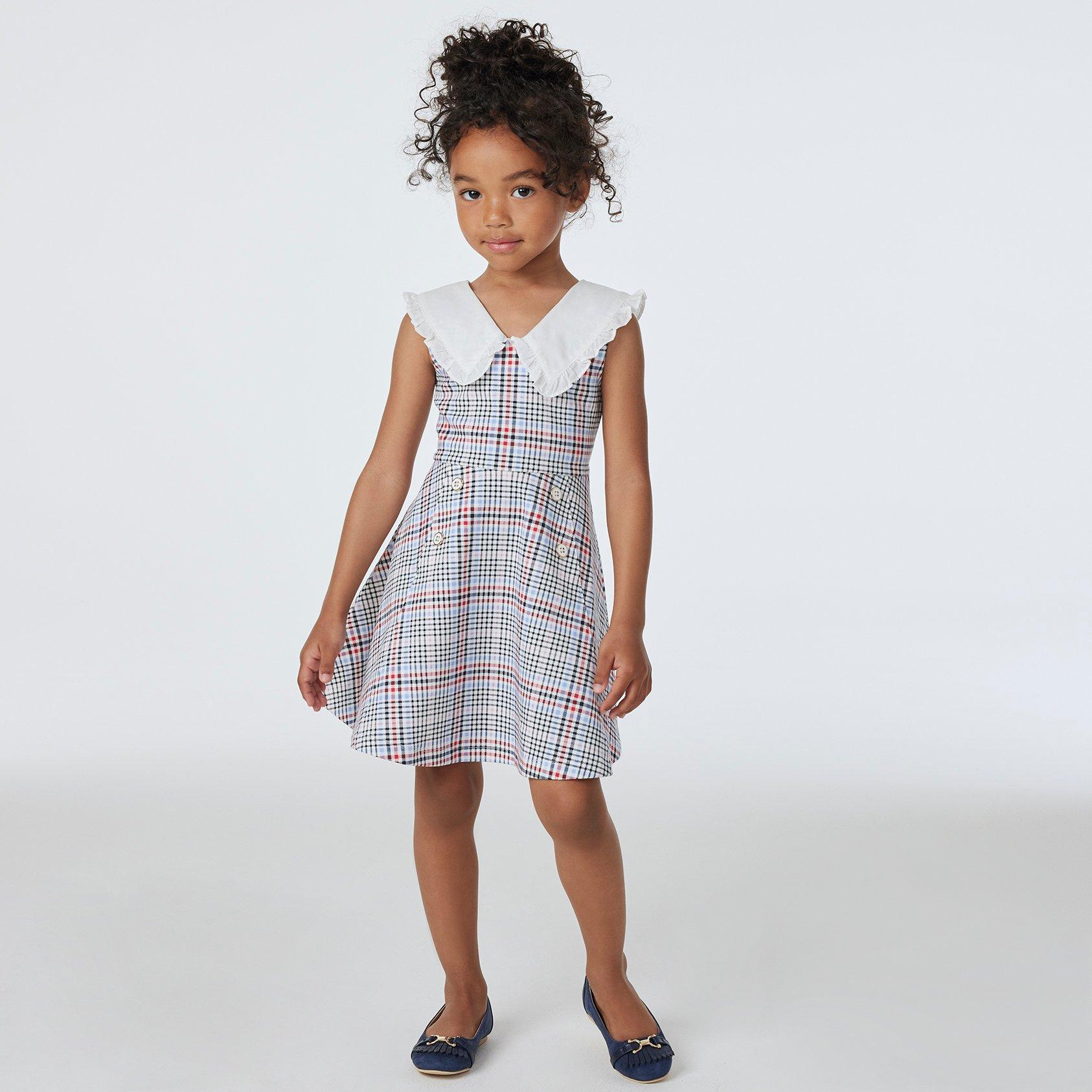 Plaid Ruffle Collar Ponte Dress  image number 1
