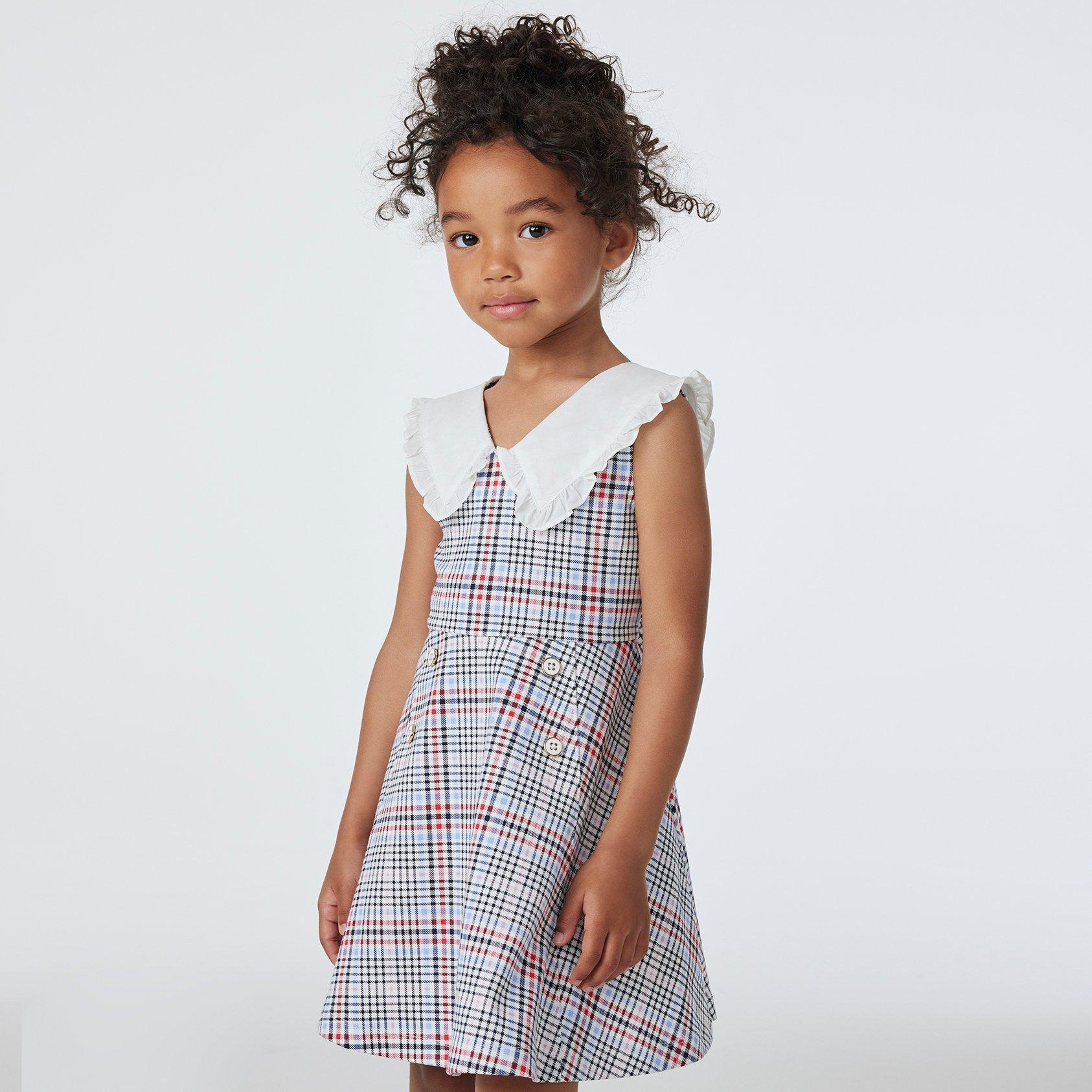 Plaid Ruffle Collar Ponte Dress  image number 0