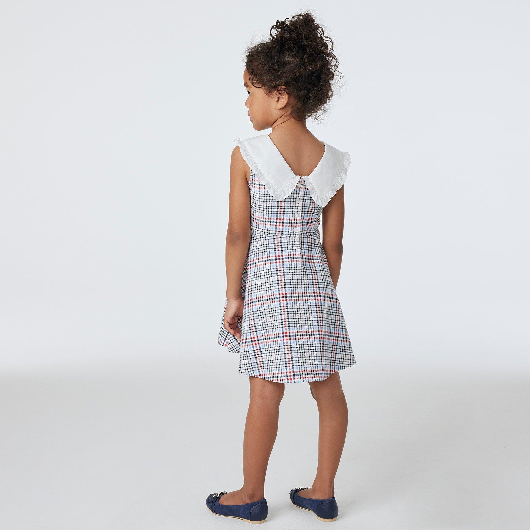 Plaid Ruffle Collar Ponte Dress  image number 3