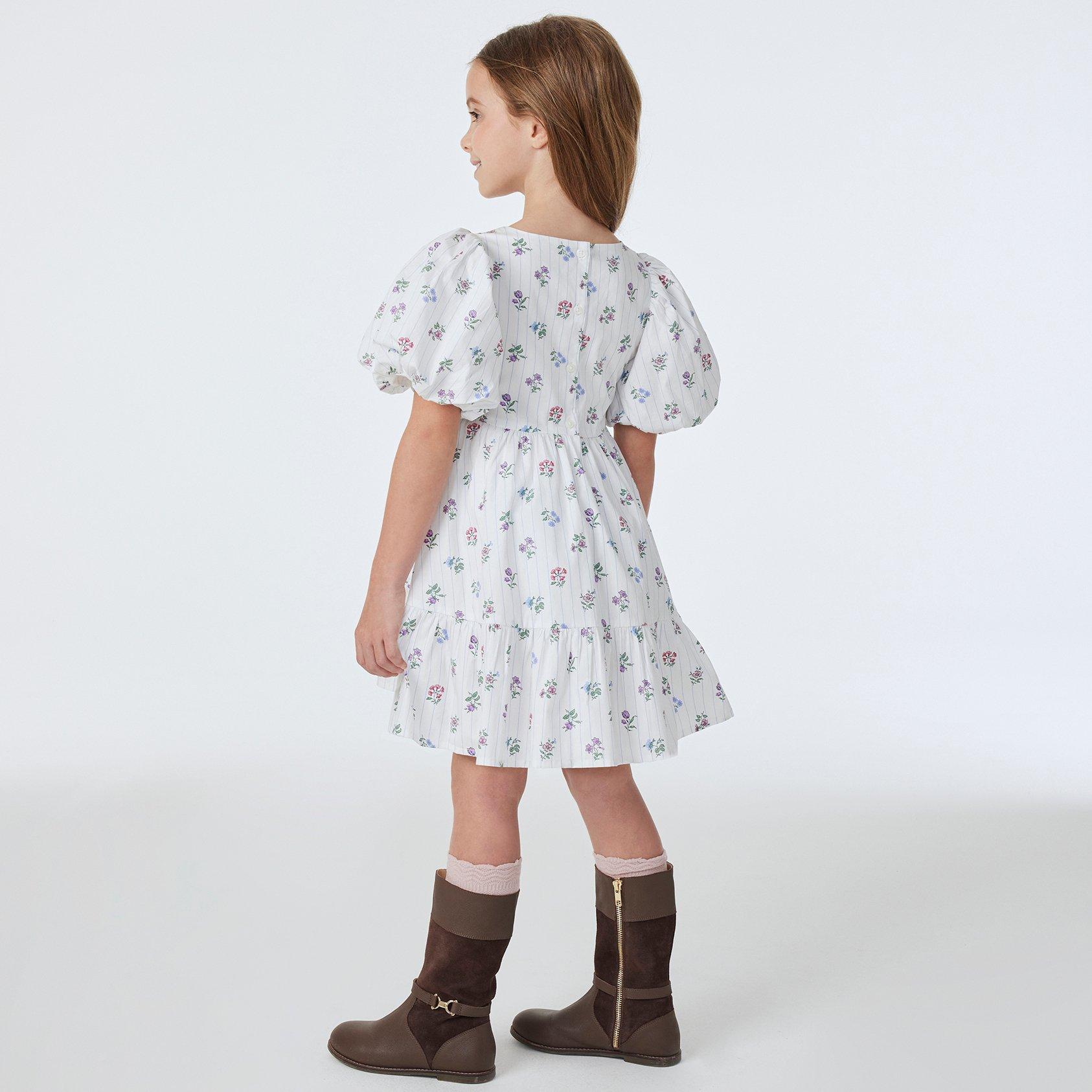 Floral Stripe Bubble Sleeve Dress image number 3