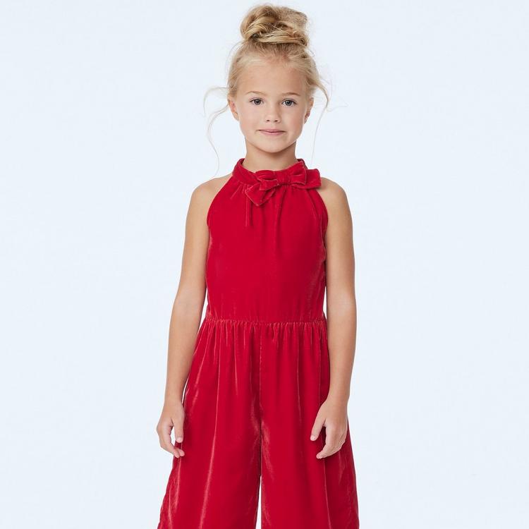Girl Holiday Red Velvet Bow Jumpsuit by Janie and Jack
