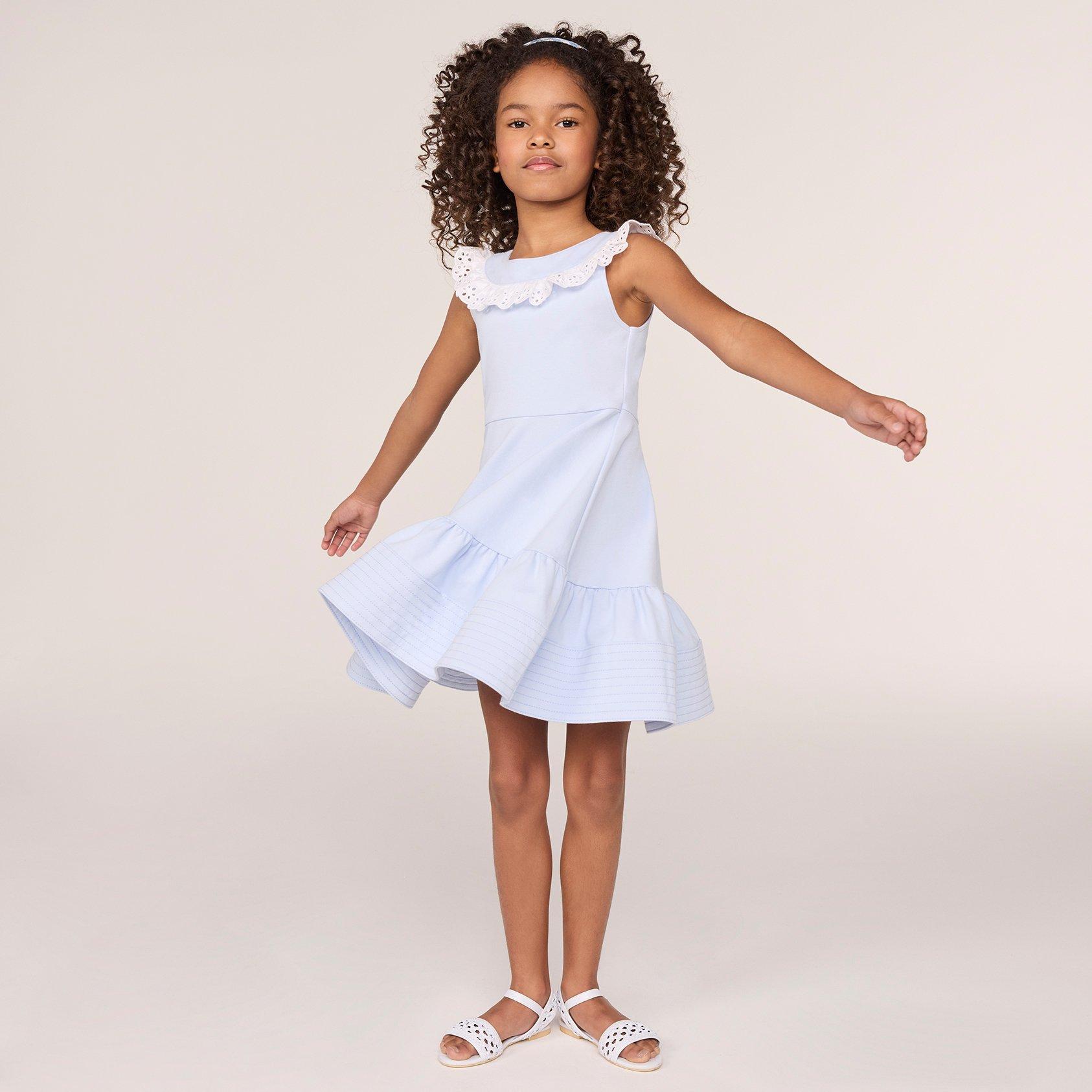 Girl Sky Blue Eyelet Ruffle Ponte Dress by Janie and Jack