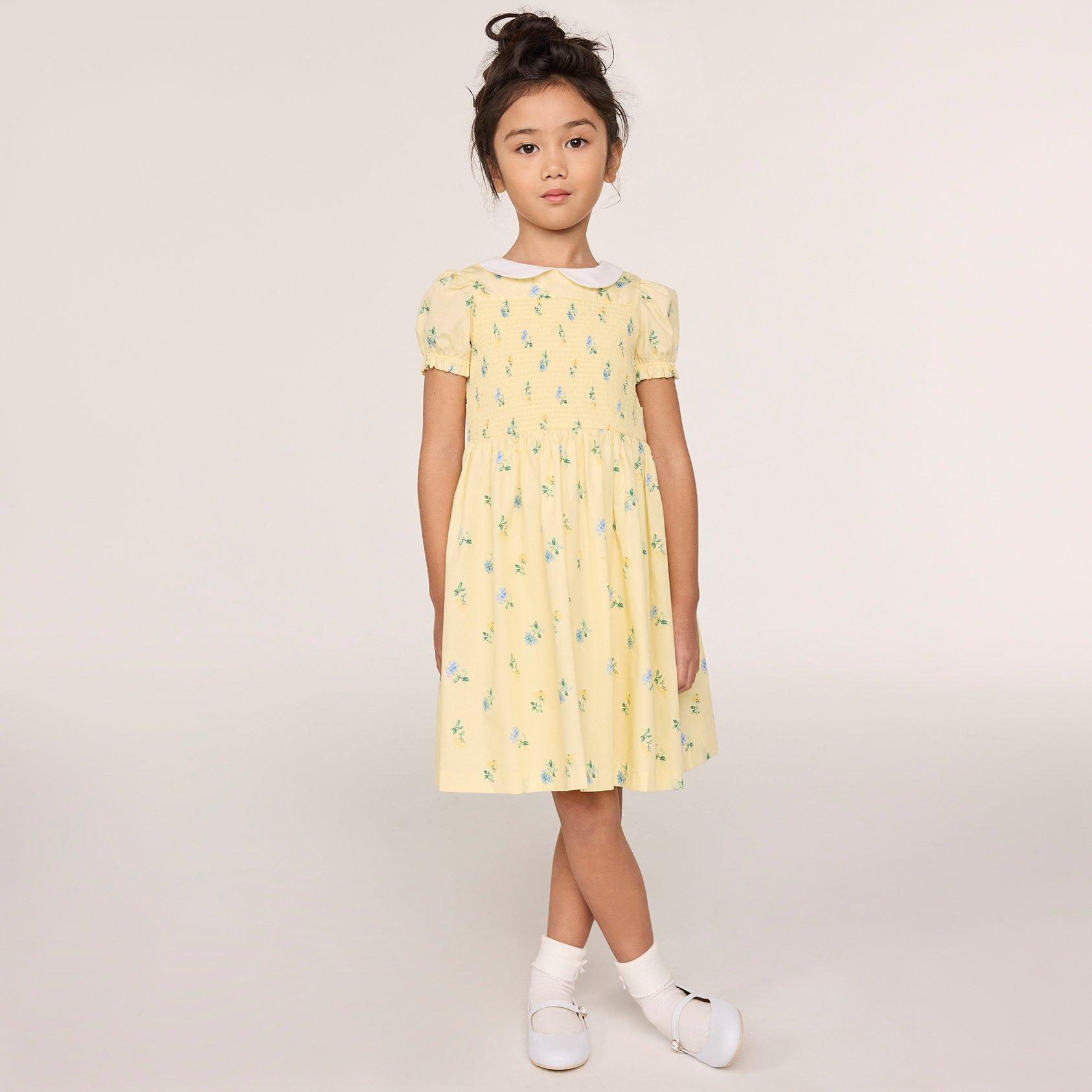 Smocked Dress - Cream/floral - Ladies