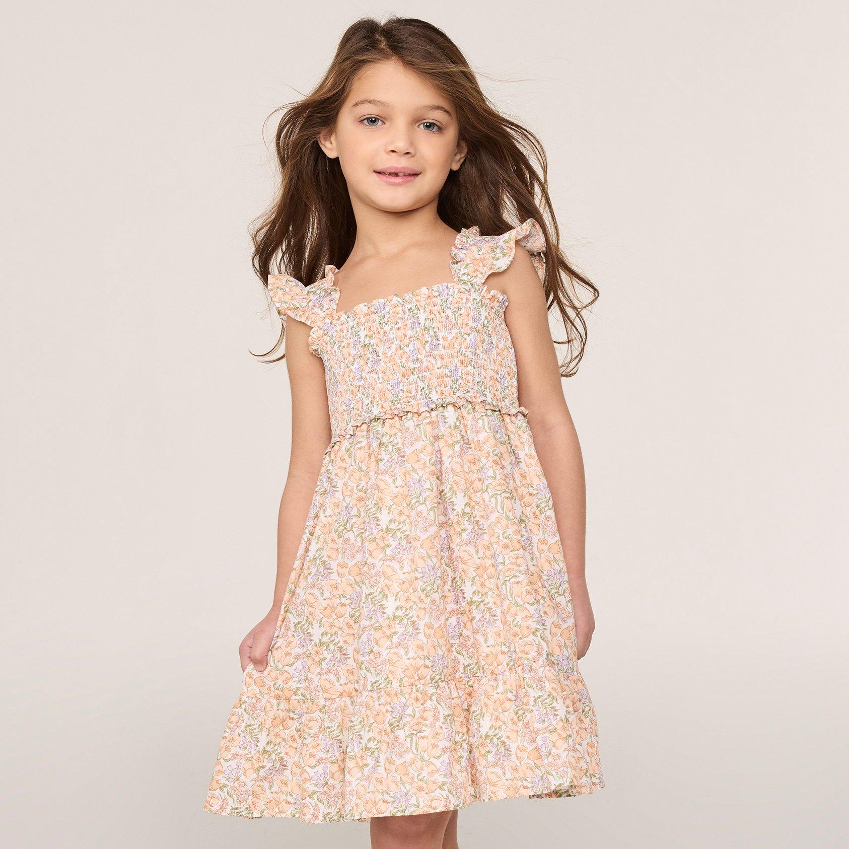 Girl Creamsicle Floral The Emily Floral Smocked Sundress by Janie