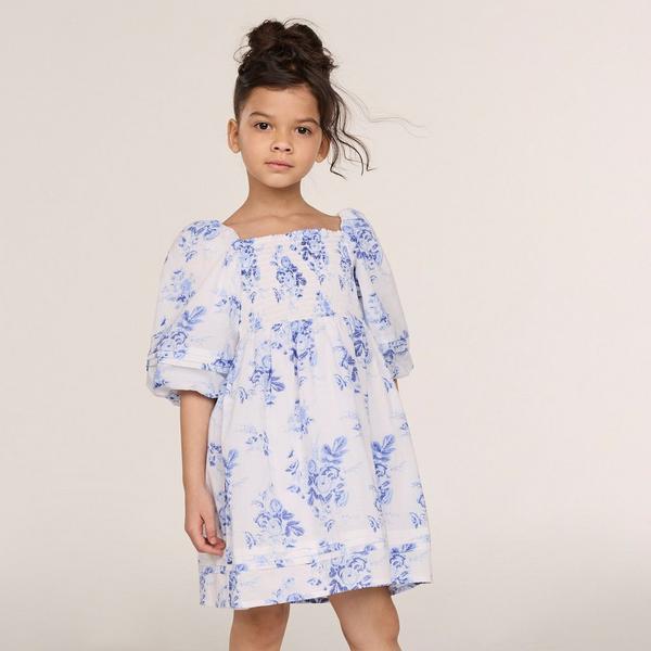 Janie and Jack The Natalie Floral Smocked Bubble Sleeve Dress