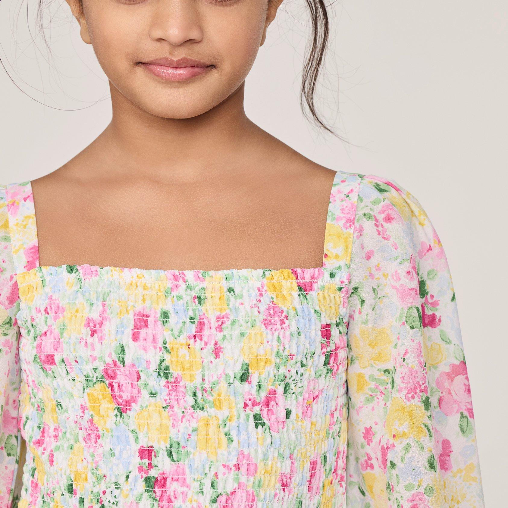 The Emma Floral Smocked Chiffon Romper image number 1