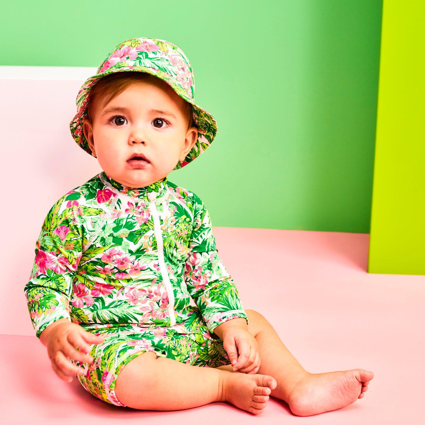 Baby Recycled Tropical Floral Rash Guard Swimsuit image number 1
