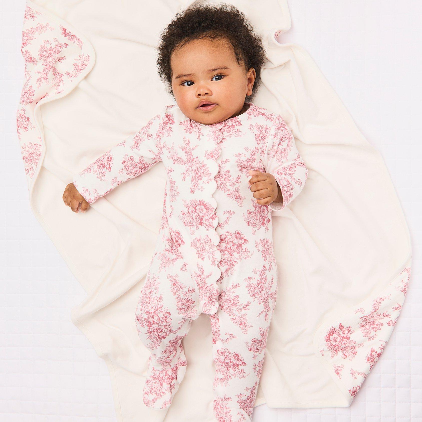 Baby Floral Toile Footed One-Piece image number 1