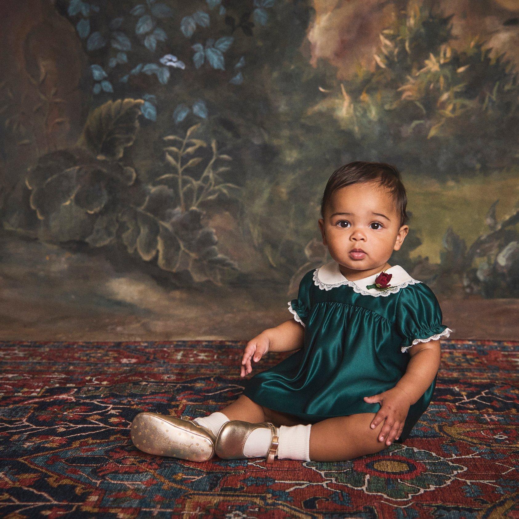 The Satin Collared Matching Baby Set image number 4