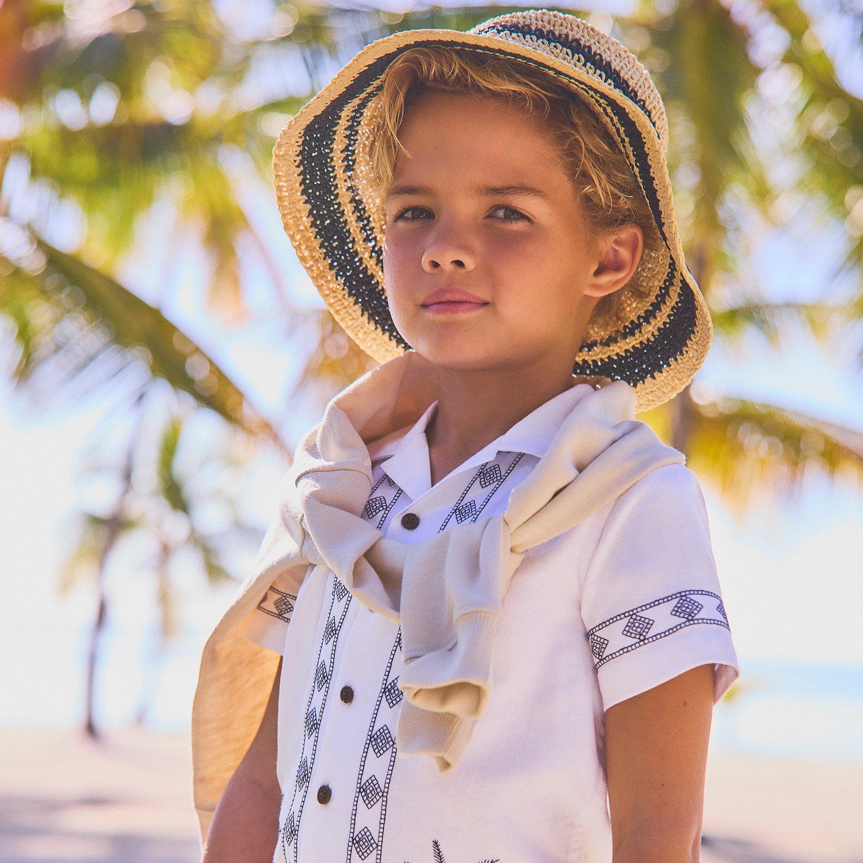 Striped Straw Bucket Hat image number 1