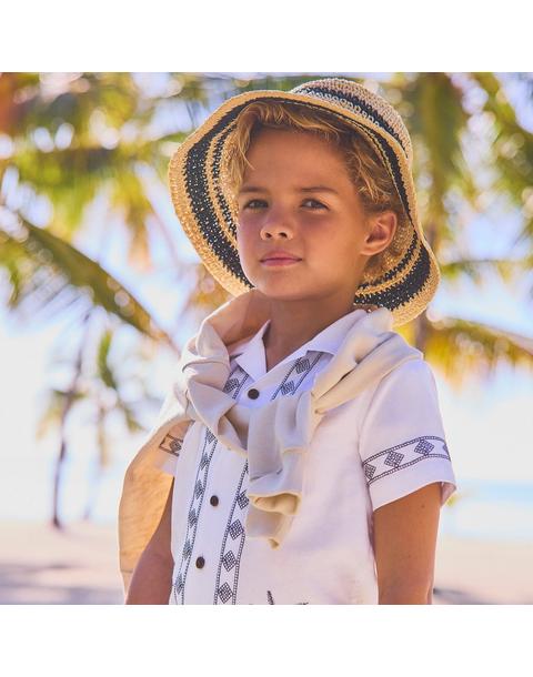 Striped Straw Bucket Hat