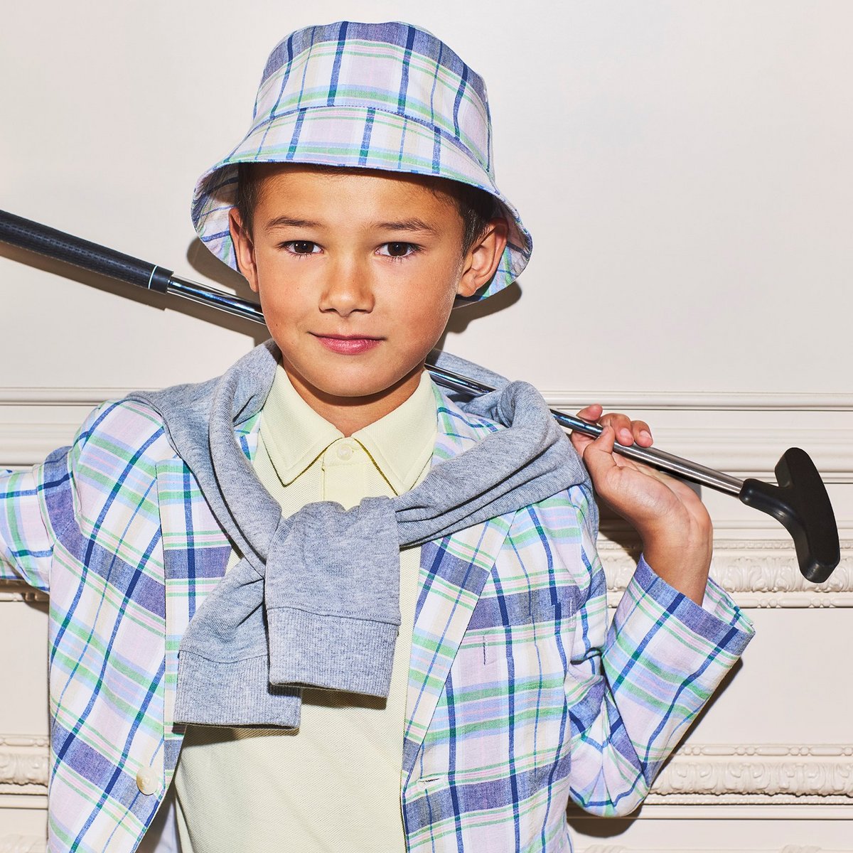 Панама Janie and Jack Plaid Bucket Hat для мальчиков, цвет: Белый клетчатый — фото 2