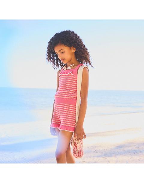 Striped Ruffle Sweater Short