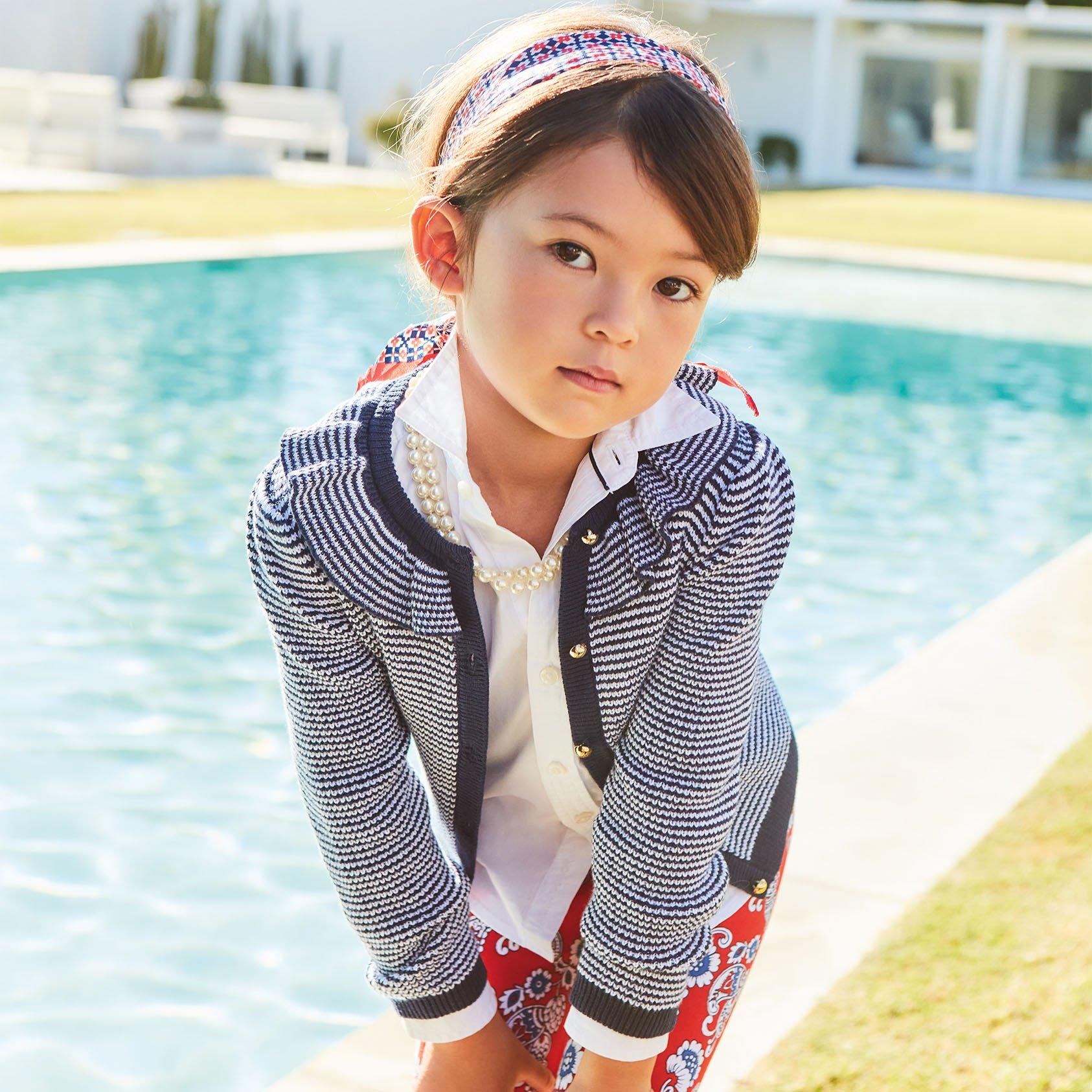 Striped Ruffle Collar Cardigan image number 5