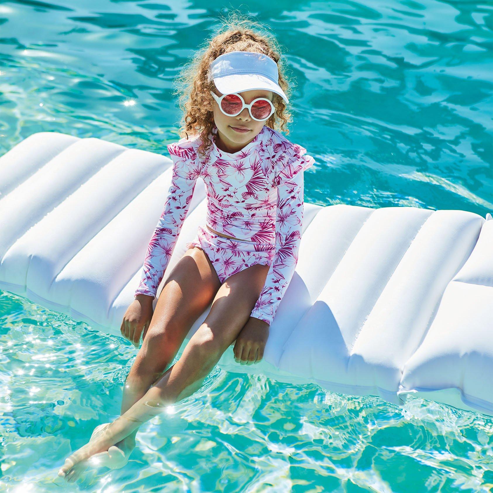 Floral Ruffle Shoulder Rash Guard Set image number 1