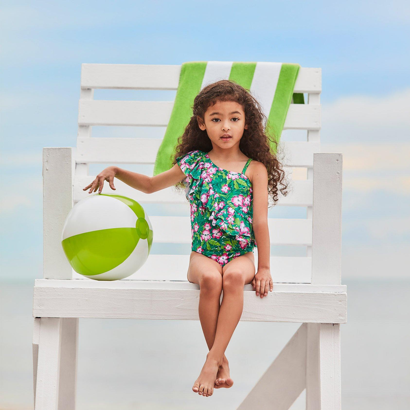 Recycled Hibiscus Ruffle Swimsuit image number 1