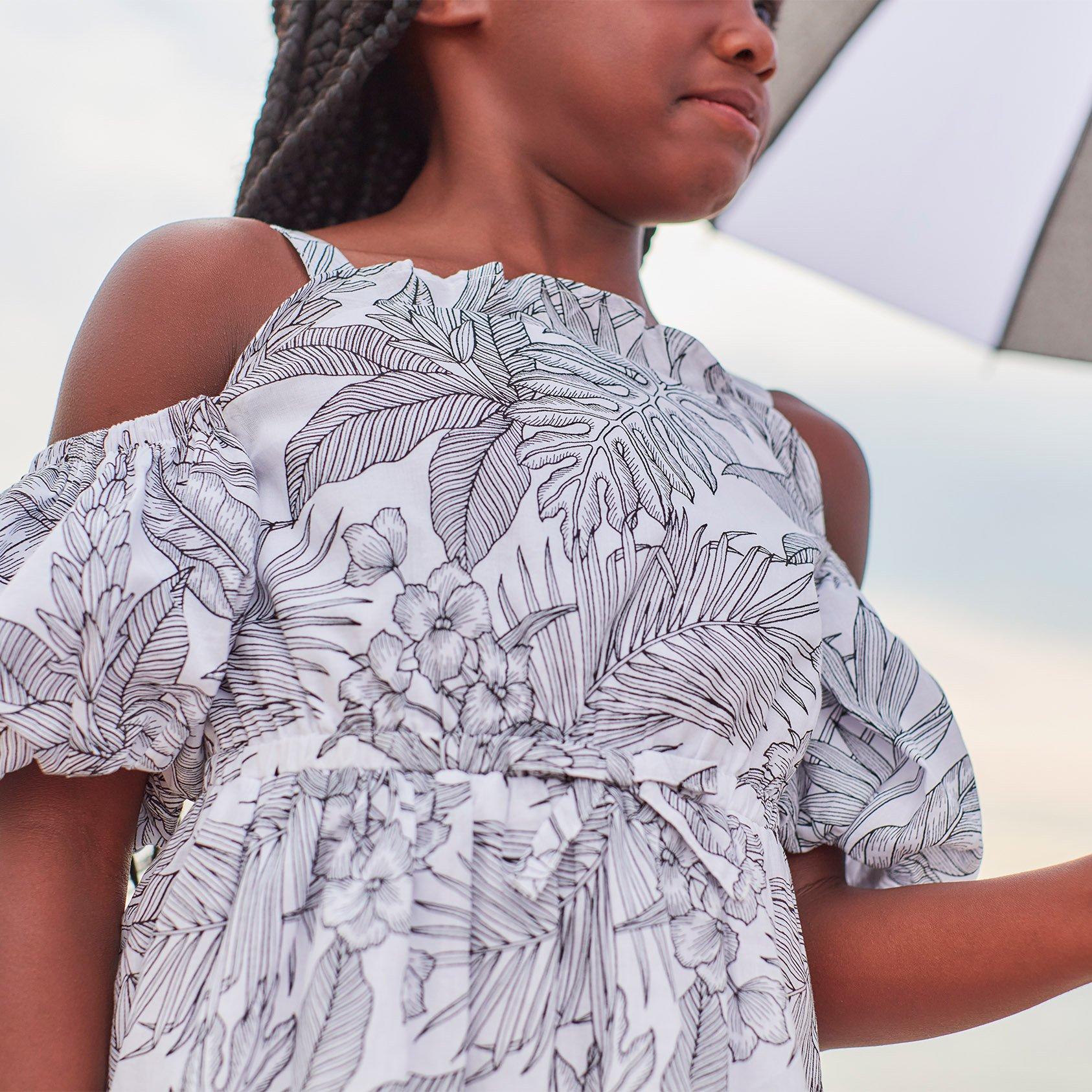 Palm Cold Shoulder Dress image number 1