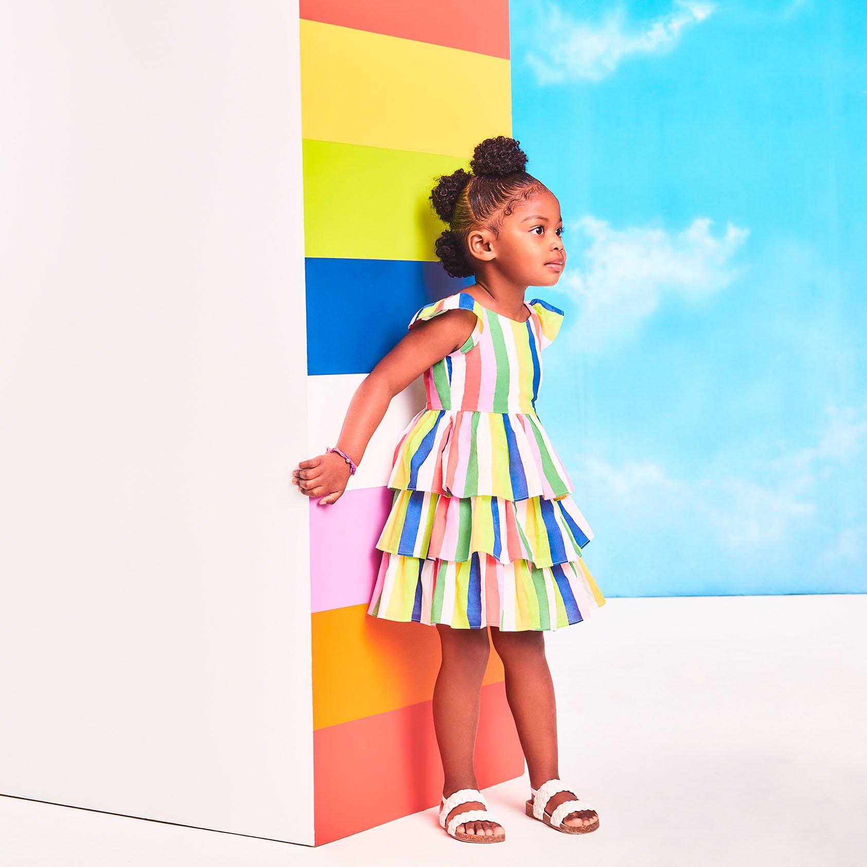 Kaavia James Rainbow Striped Dress image number 1