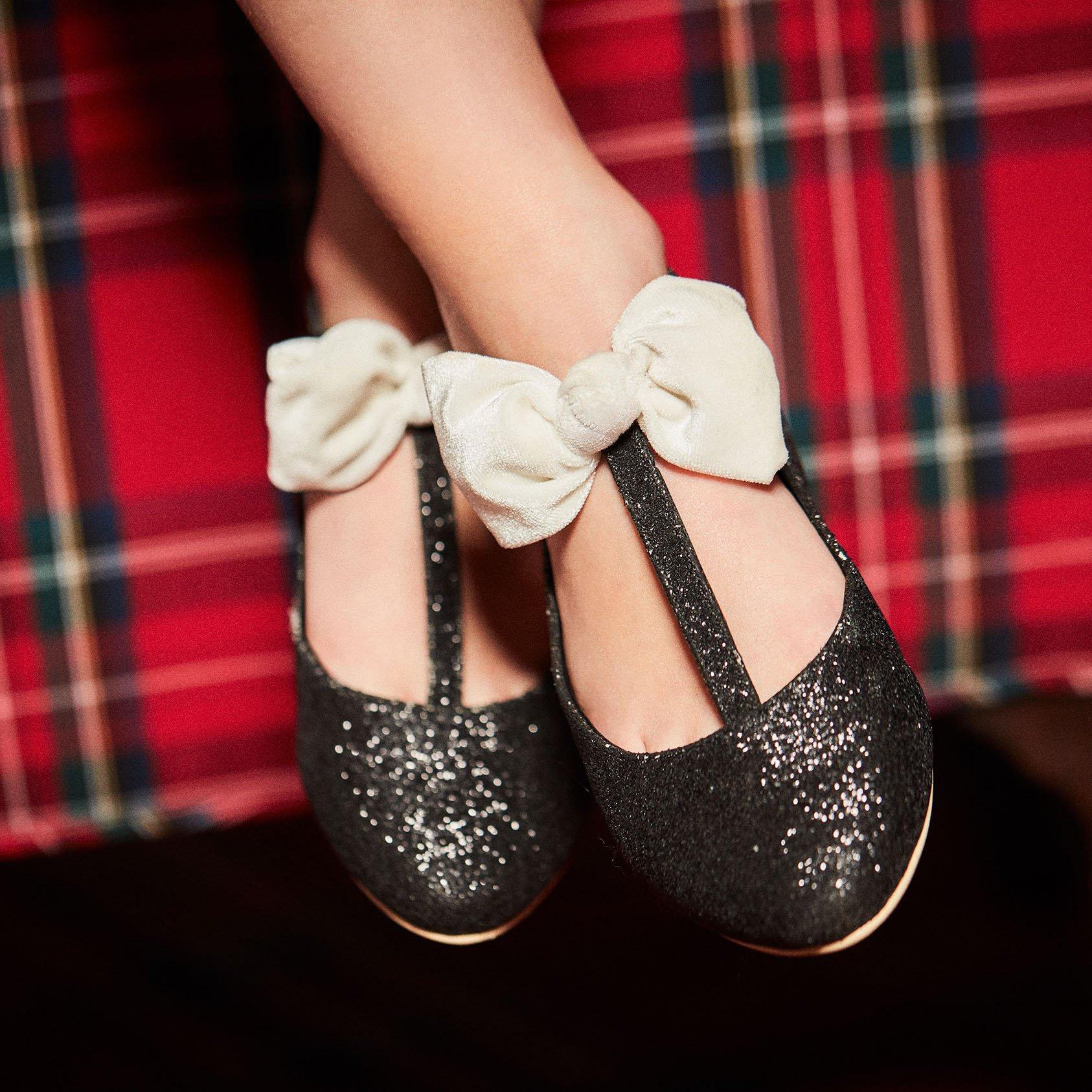 Glitter Bow T-Strap Flat image number 1