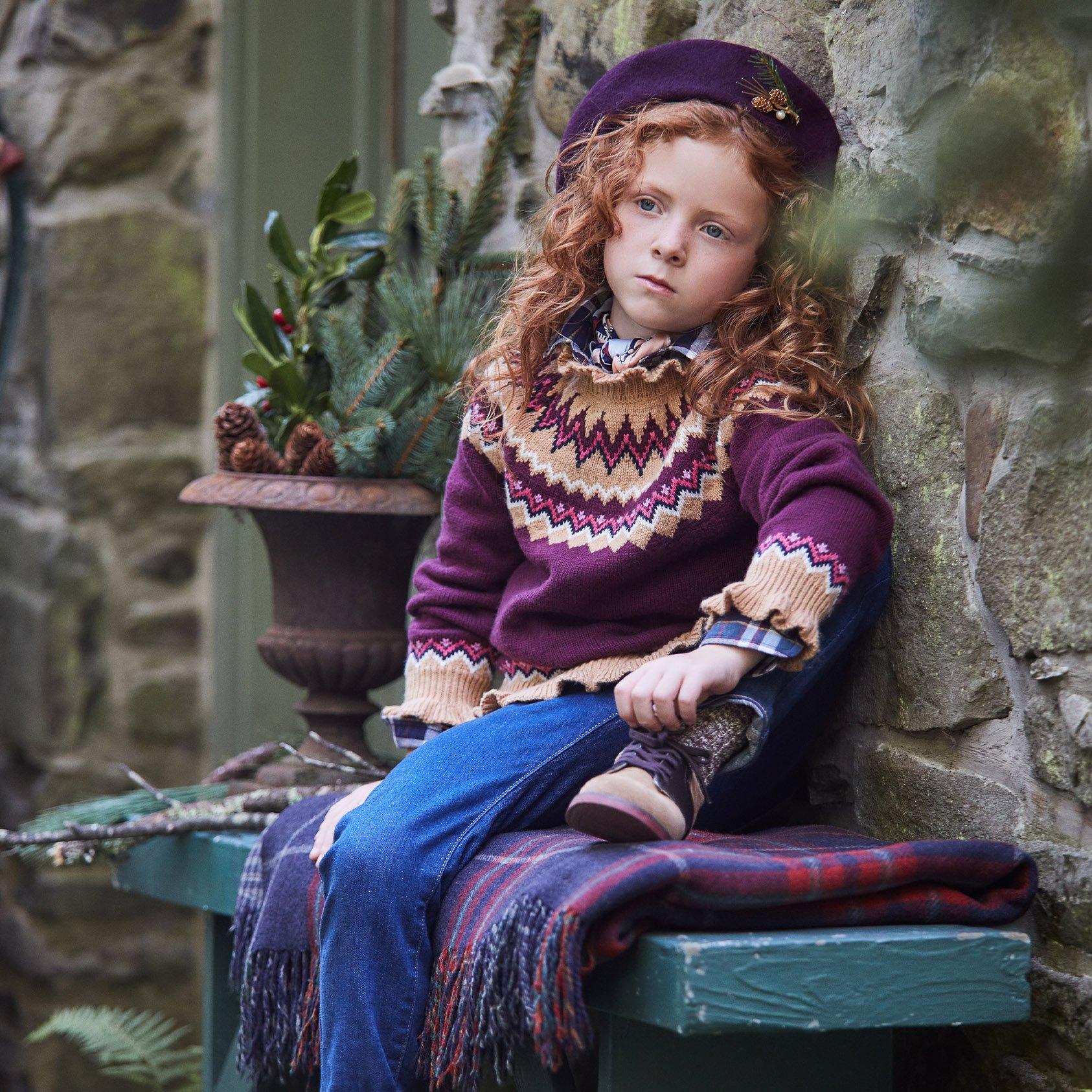 Fair Isle Ruffle Trim Sweater image number 1