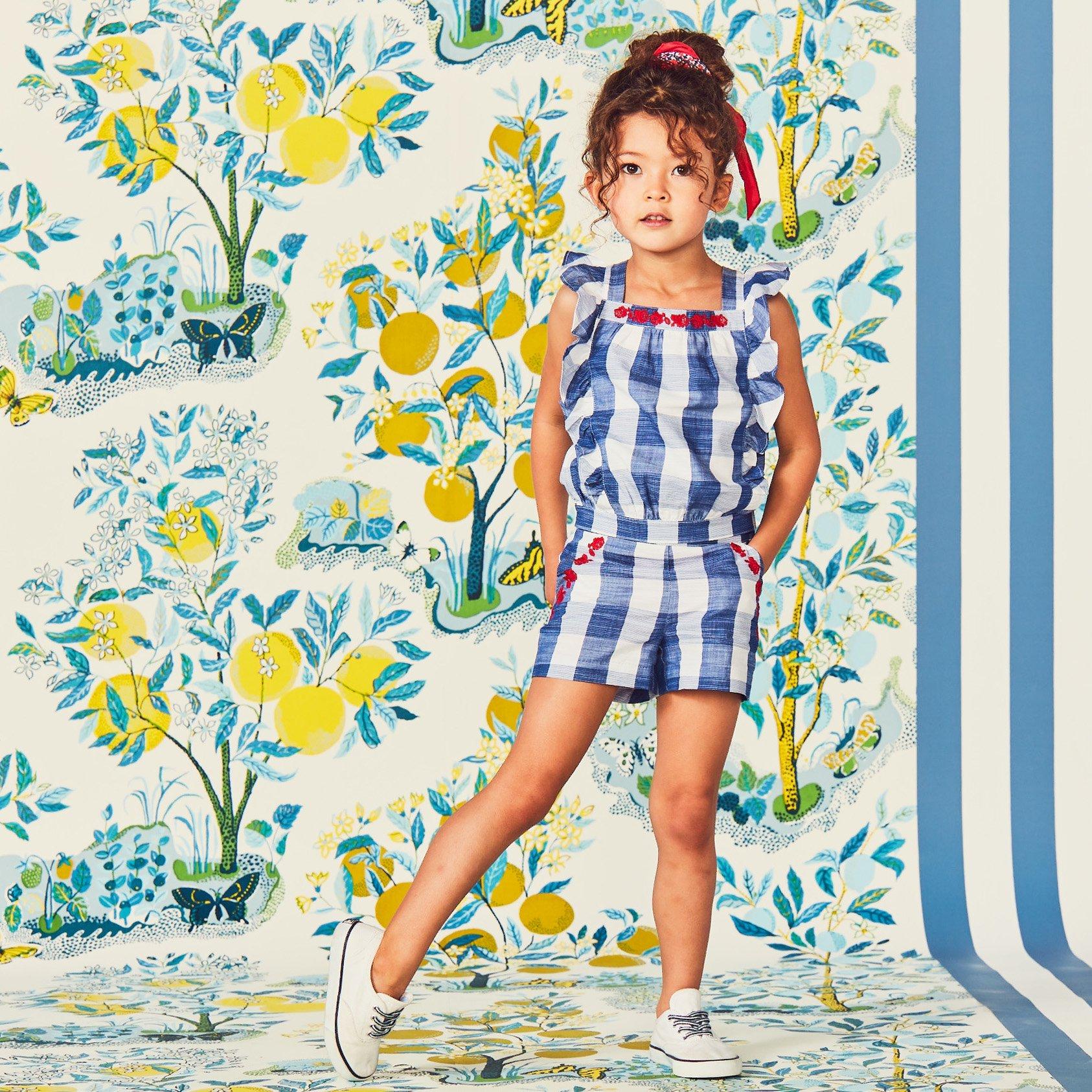 Embroidered Floral Gingham Short image number 1