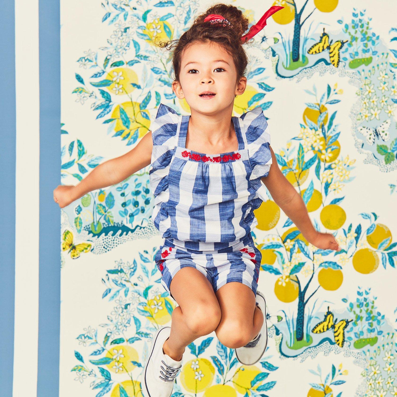 Embroidered Floral Gingham Short image number 3