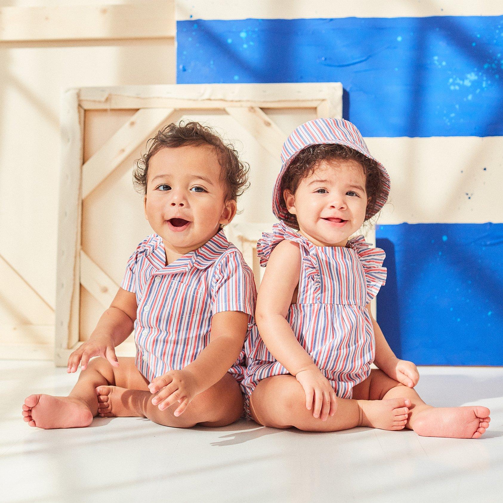 Baby Striped Poplin Romper image number 2