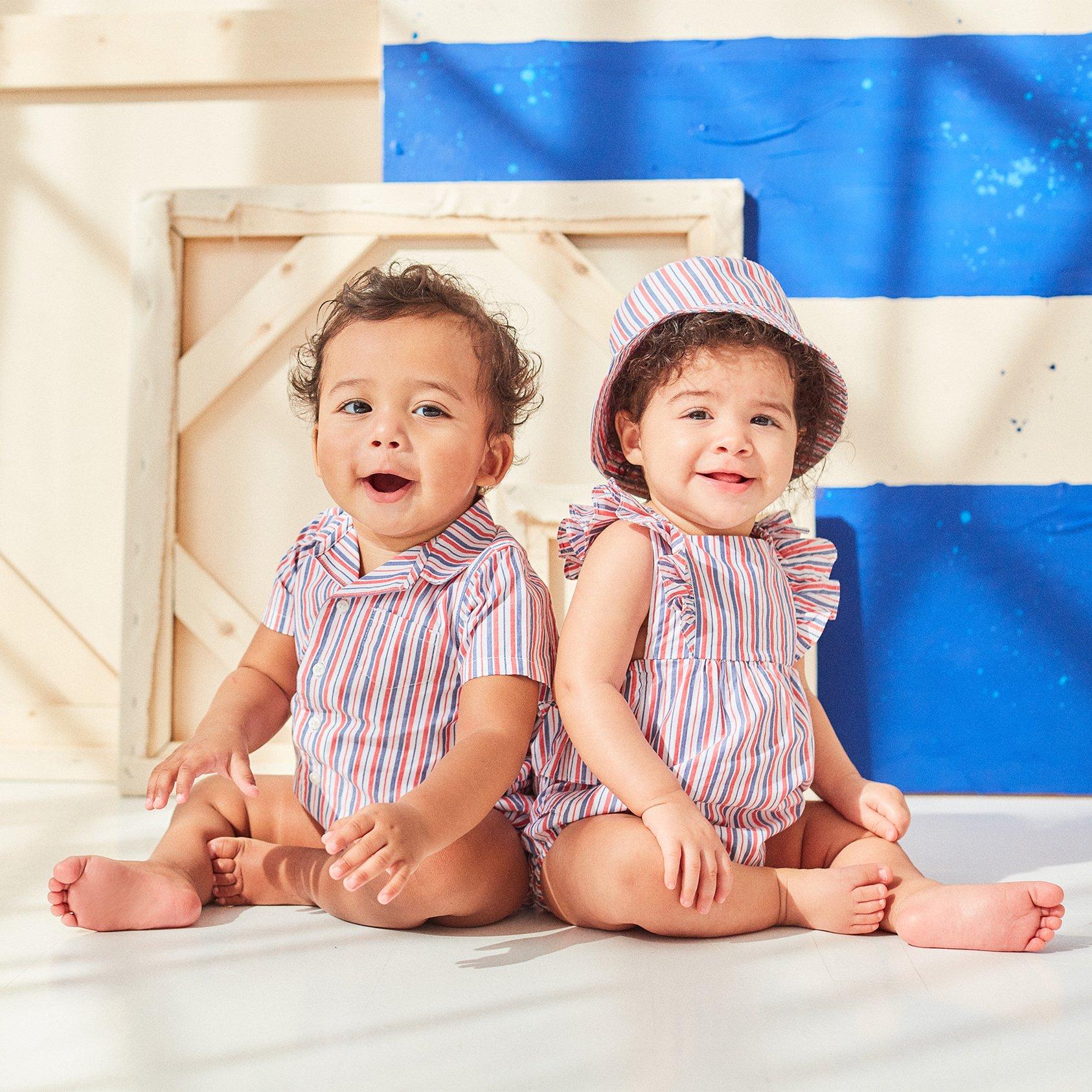 Baby Striped Ruffle Romper image number 2