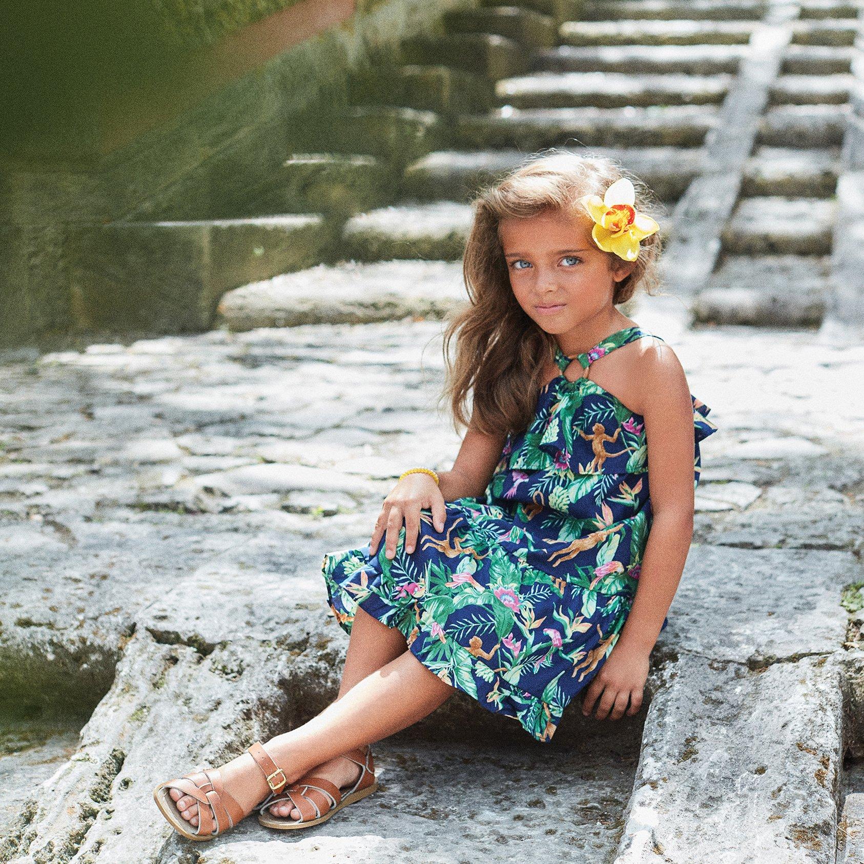 Tropical Jungle Ruffle Halter Sundress image number 2