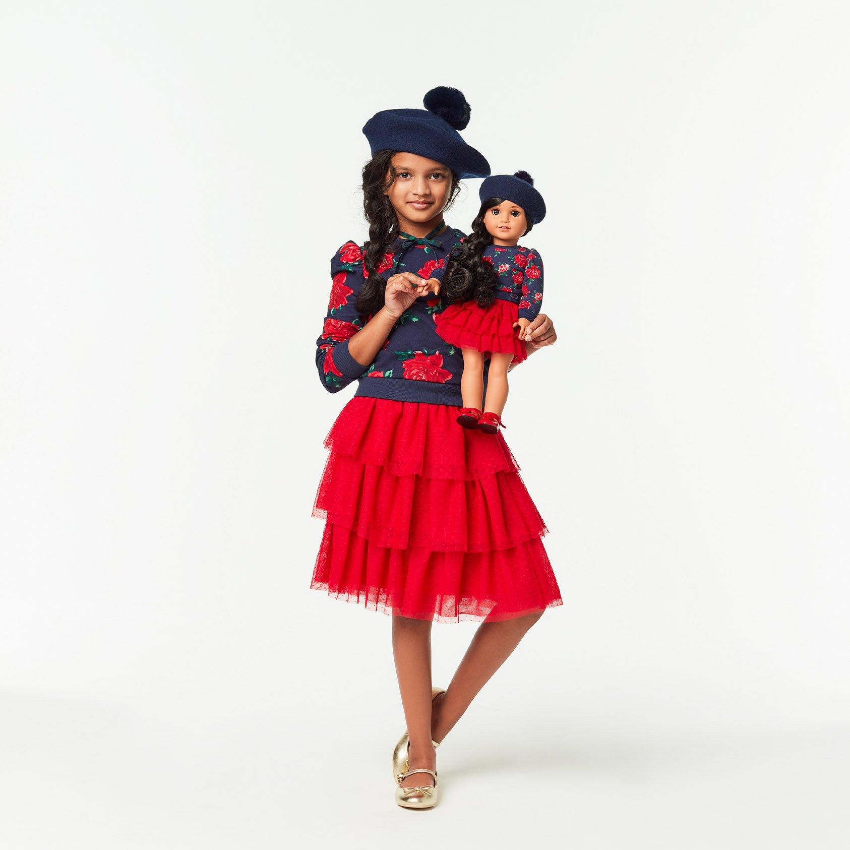 American Girl® x Janie and Jack Rose Red Tulle Skirt image number 1