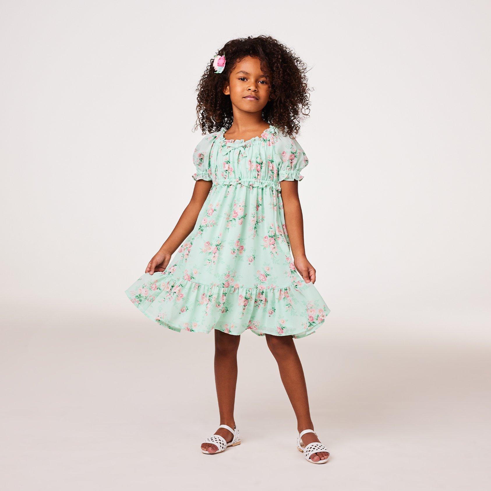 Chiffon puff sleeve dress hot sale