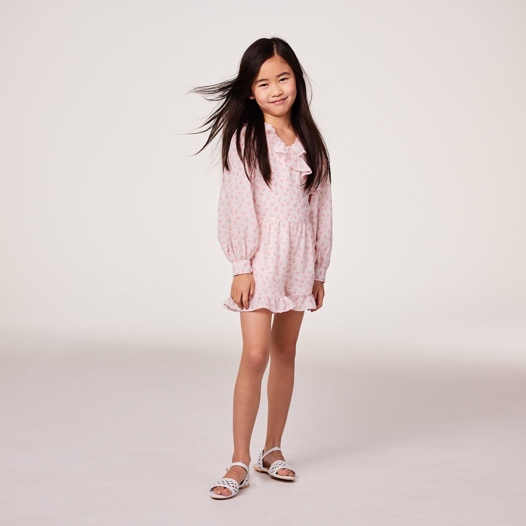 Floral Ruffle Trim Romper image number 0
