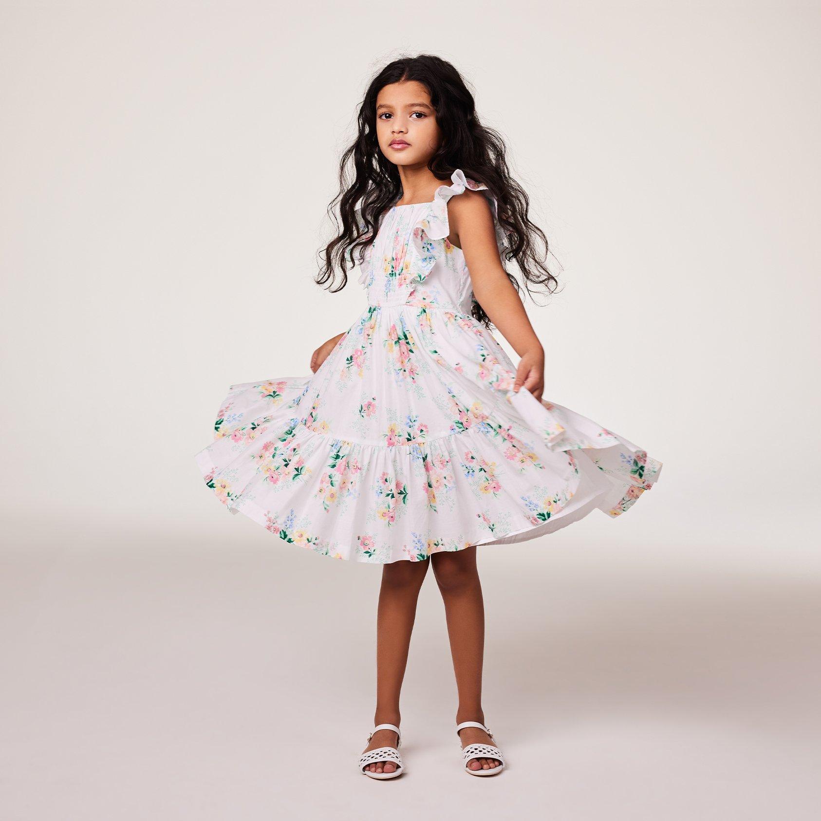 Girl White Floral Floral Smocked Ruffle Dress by Janie and Jack