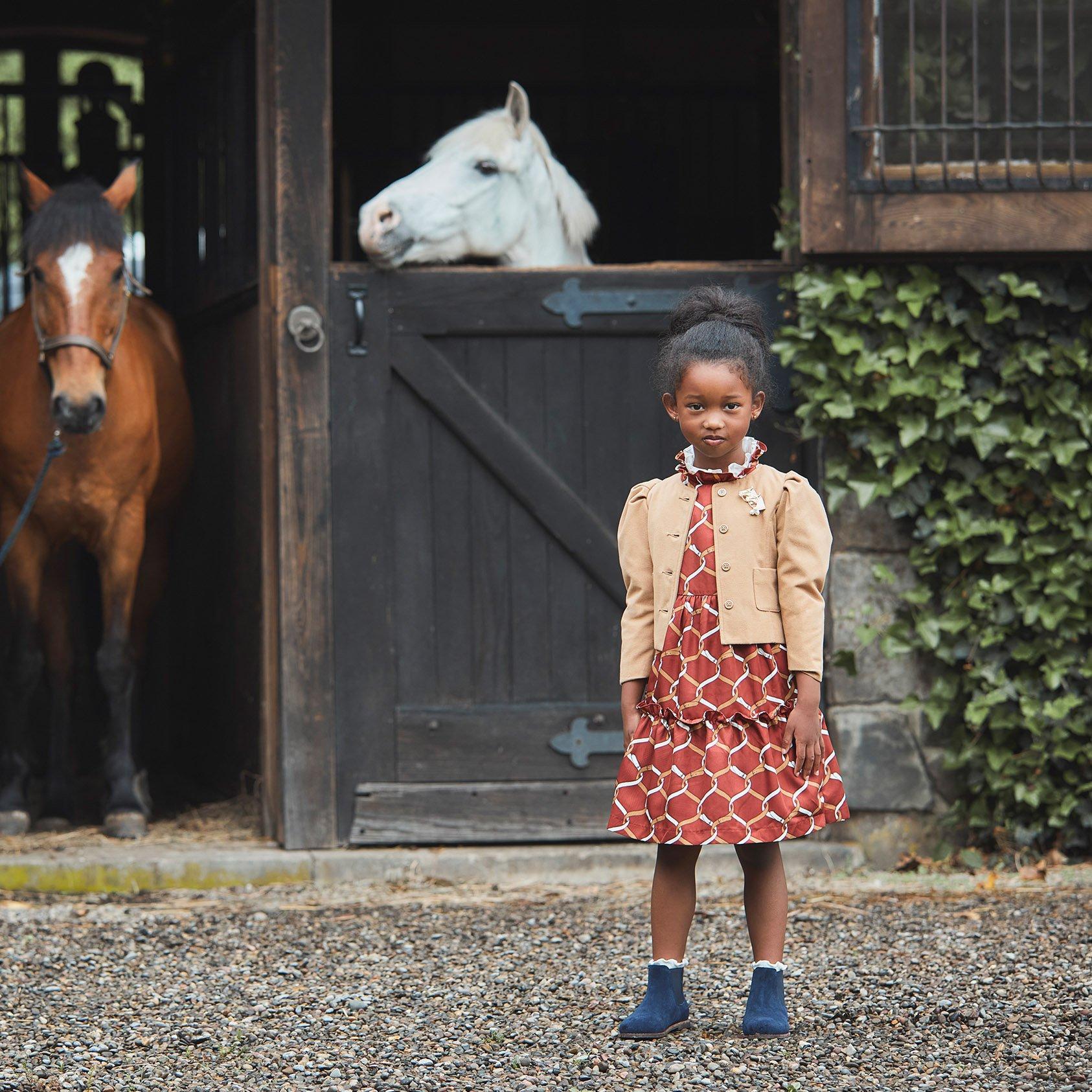 Equestrian Bridle Bubble Sleeve Dress  image number 3
